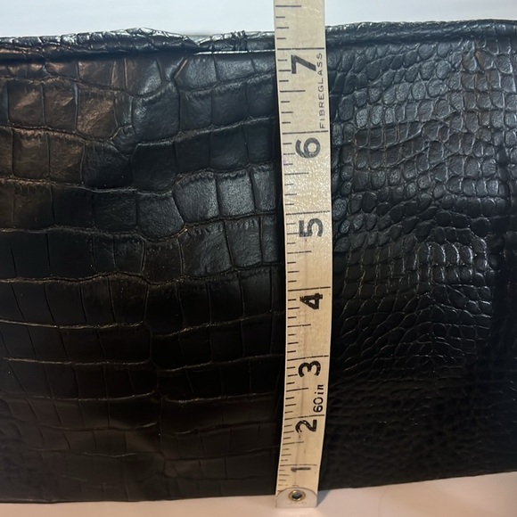 NEW Unbranded Genuine Leather Crocodile Print  Large Black Purse - Picture 5 of 7